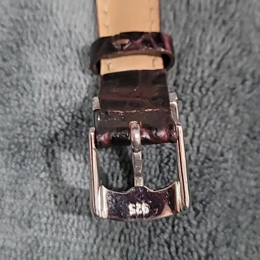 Ecclissi Sterling Silver Turquoise Dial Watch 22490 Brown Leather Strap‎